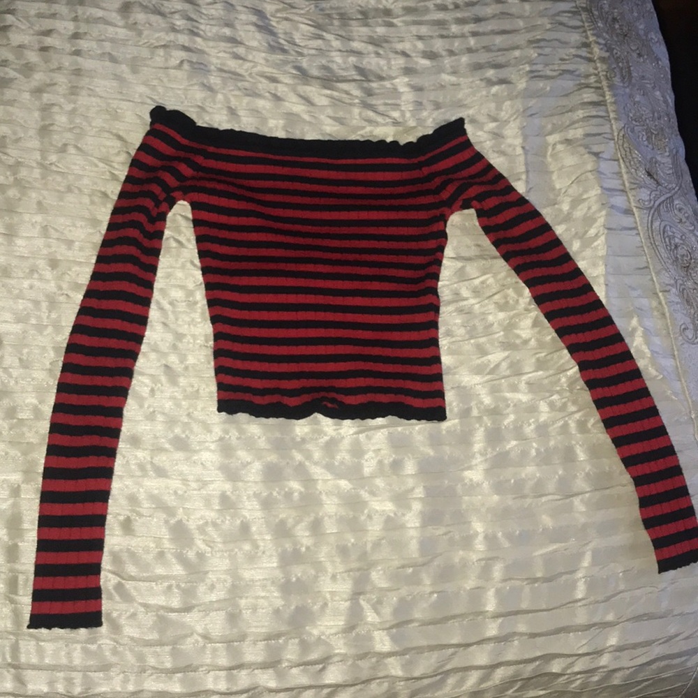 Red striped crop top.  Never worn